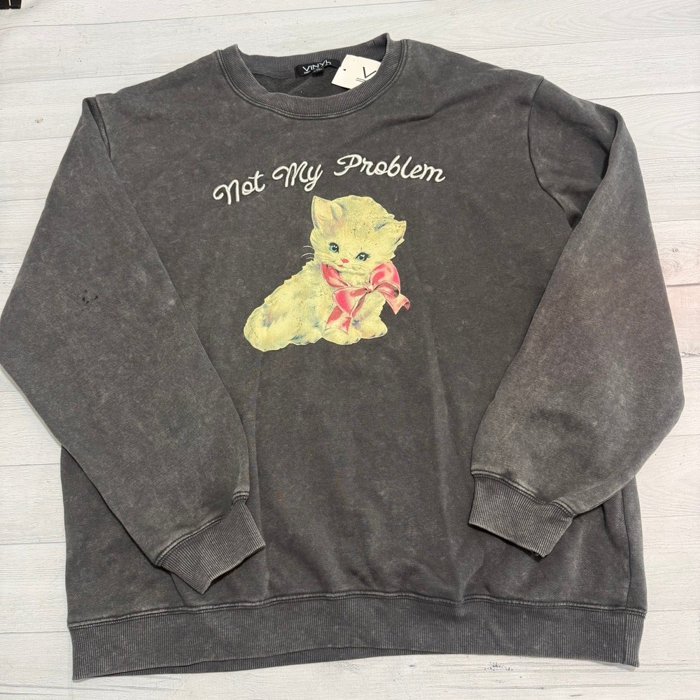 Vinyl Icons women's crewneck sweatshirt cat not my problem XL